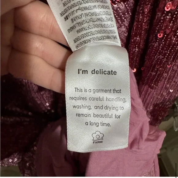 Farm Rio Hearts Sequin Long Puff Sleeve Mini Dress Sz M NWT - Picture 15 of 16